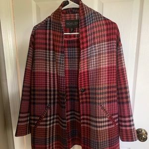 Rachel Zoe plaid pink coat